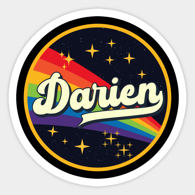 Darien // Rainbow In Space Vintage Style Sticker by LMW Art